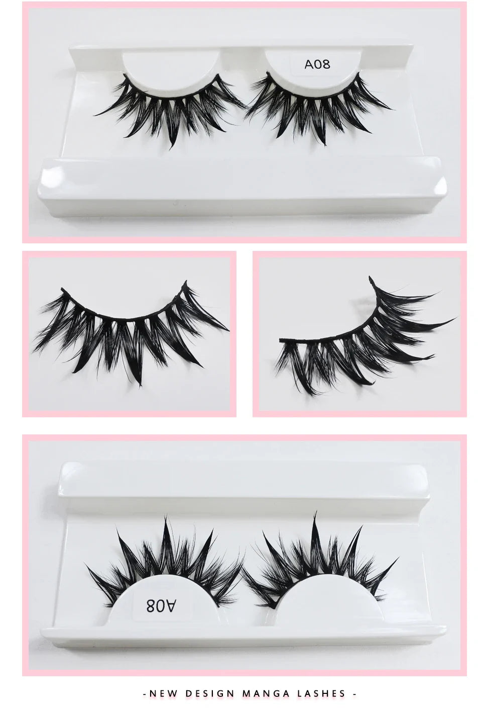 RED SIREN Wet Manga Lashes – Long, Thick Natural Fake Eyelashes for Korean Makeup Fashion