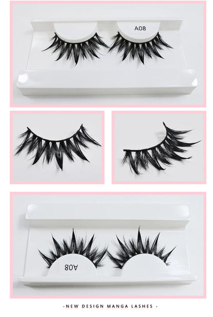 RED SIREN Wet Manga Lashes – Long, Thick Natural Fake Eyelashes for Korean Makeup Fashion