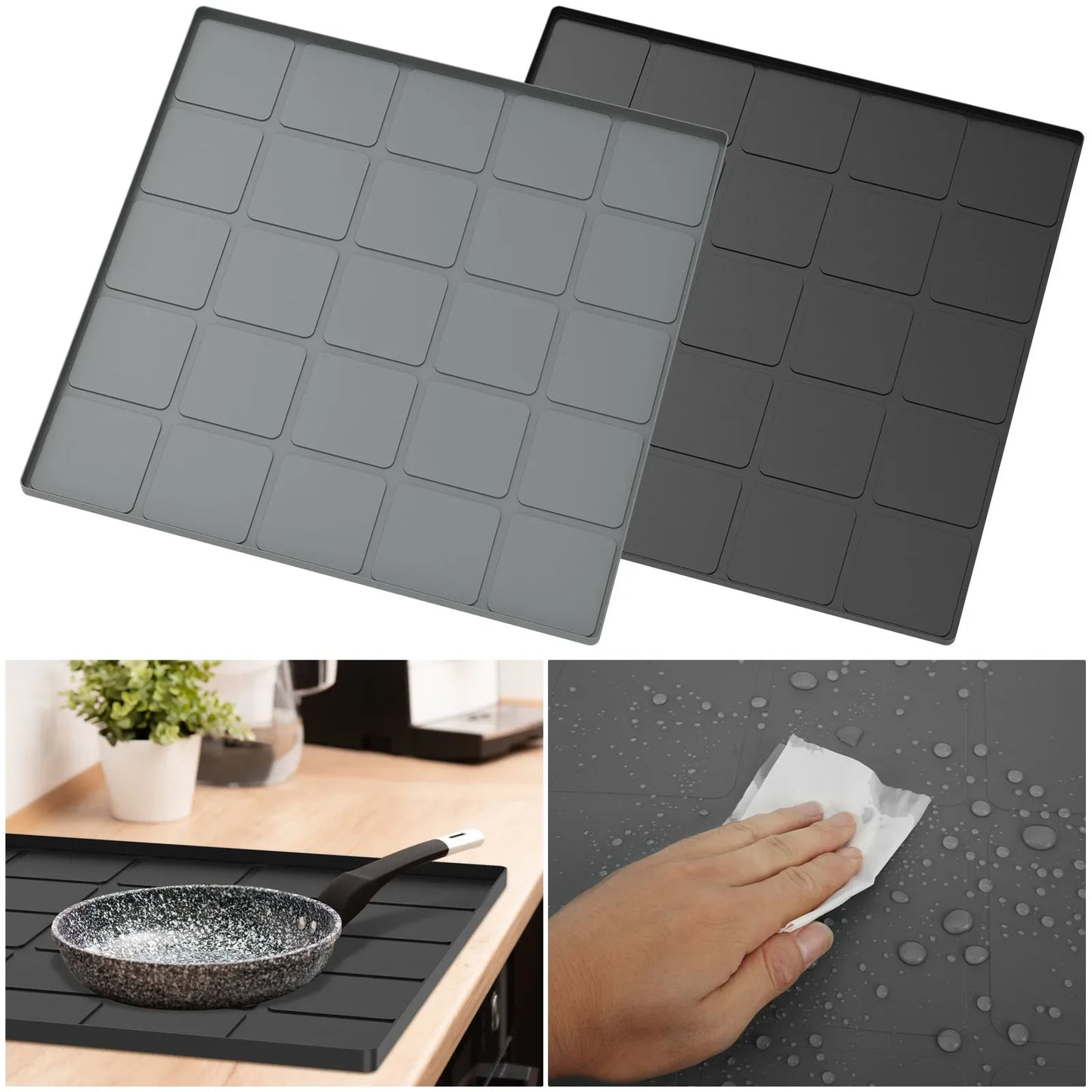 Mini Fridge & Appliance Silicone Mat 60x60cm – Non-Slip Drip Pan with Raised Edges for Floor Protection