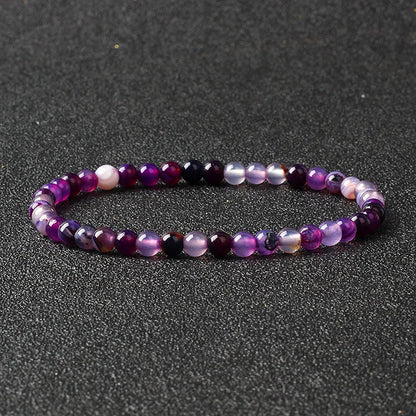 4mm Natural Stone Bead Stretch Bracelet for Men & Women – Agate Lava Handmade Reiki Crystal Jewelry