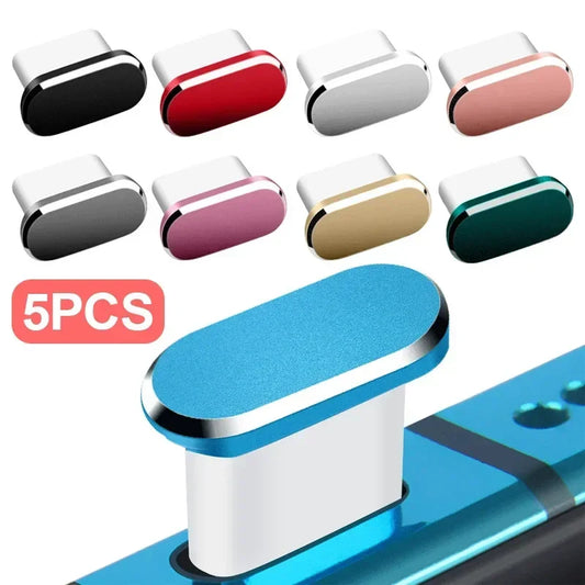 Type C Metal Dust Plug - Universal Charging Port Protector Stopper for Samsung, Xiaomi, Huawei, and More - Anti-Dust Dustproof Solution (1/5PCS)