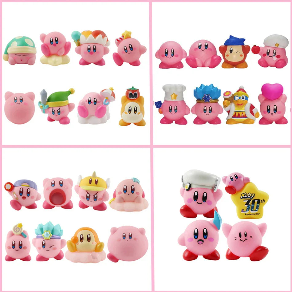 8pcs Kirby Action Figure Set – Pink Kawaii Anime PVC Toys for Kids’ Christmas Gifts