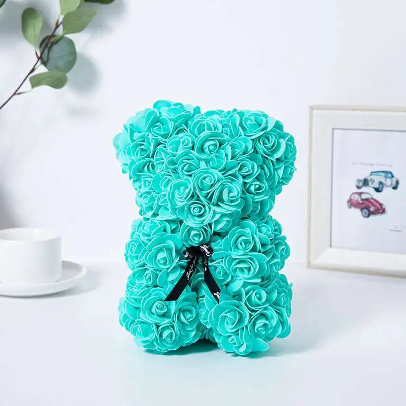 Romantic Eternal Flower Rose Bear — Creative Valentine’s Day & Christmas Gift, Wedding Decoration Hug Bear with Roses