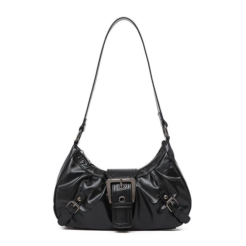 Y2K Retro Pleated Hobo Shoulder Bag for Women – Maillard Style Underarm Clutch Handbag for Travel, Work & Shopping