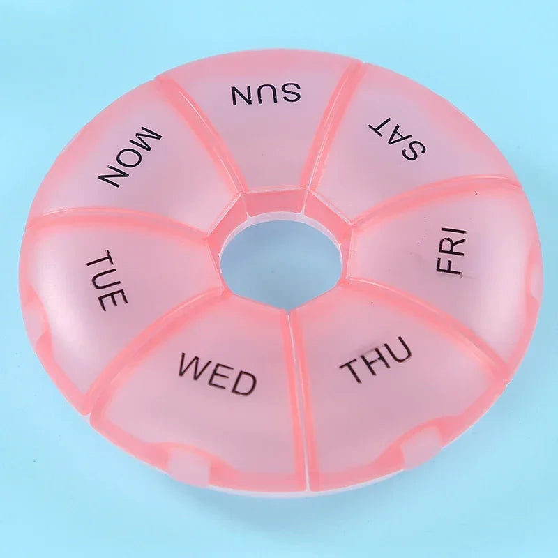 Portable Round Pill Case – 7-Day Weekly Tablet Organizer & Travel Storage Container