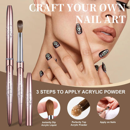 Premium Kolinsky Acrylic Nail Brush with Round Shaped Handle - High-Quality Bristles for Precise Acrylic Application - Nailar's Choice for Stunning Nail Art