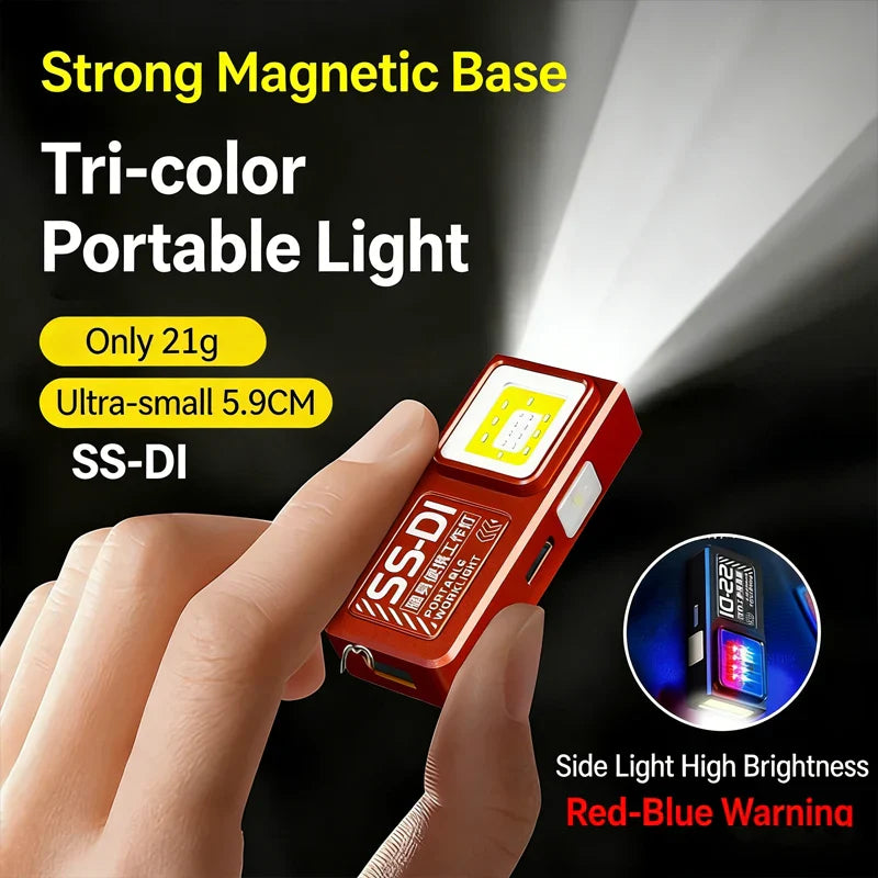 Mini COB LED Flashlight – USB-C Rechargeable EDC Work Light with Clip, Magnet, Waterproof Pocket Torch for Camping & Outdoor Use