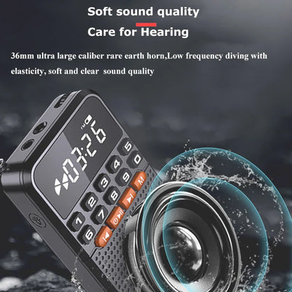 Portable FM Mini Radio: Dual Antenna Pocket Receiver with Bluetooth 5.0 Speaker - TF Card Music Player & LED Flashlight
