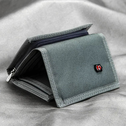Men's Korean Tri-Fold Coin Purse – 5 Colors, Slim Canvas Wallet, Multifunctional Card Holder