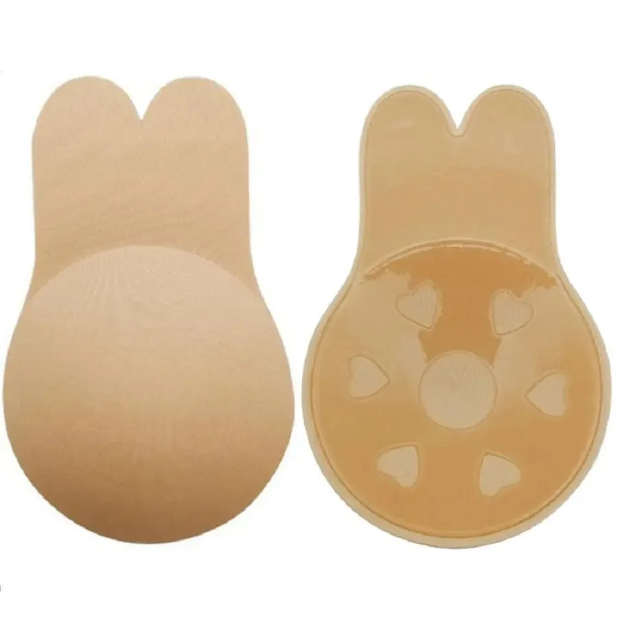 Women's Push-Up Silicone Invisible Bra – Strapless Self-Adhesive Lift Tape with Reusable Rabbit Nipple Covers