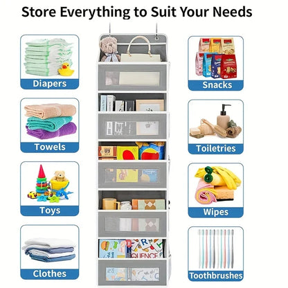 5-Shelf Hanging Storage Organizer - Anti-Tilt Over Door Storage with Large Capacity Pockets for Bedroom & Bathroom