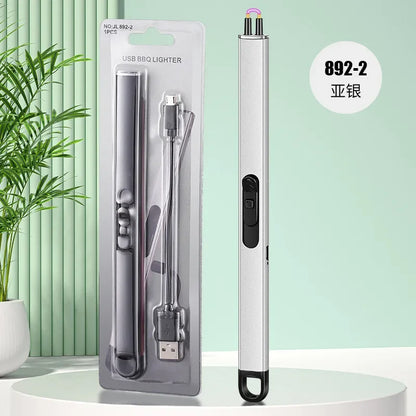 Windproof USB Rechargeable Arc Lighter – Pulse Electronic Ignition with Safety Lock & Battery Display for BBQ, Kitchen & Outdoor Use