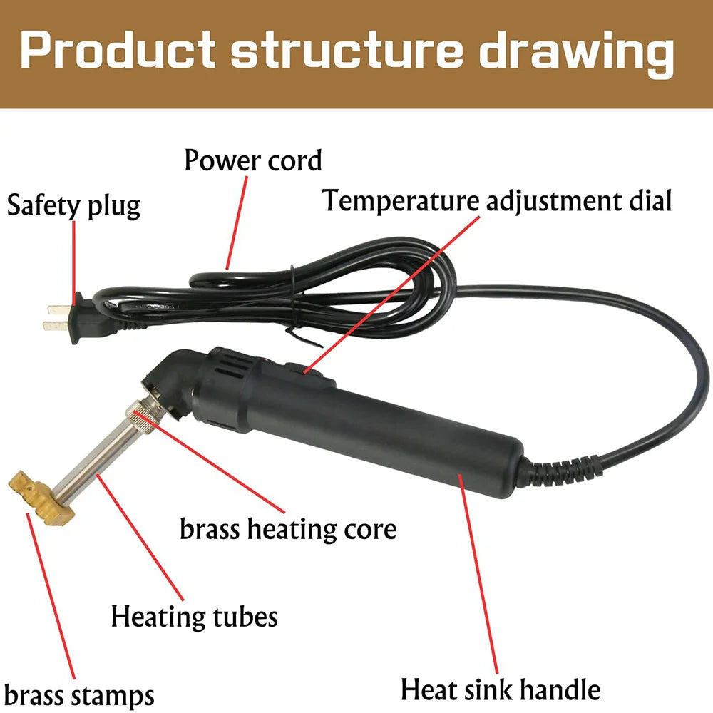 Handheld Copper Hot Stamping Machine – Electric Branding Iron for Wood, Leather & Cake DIY Crafts