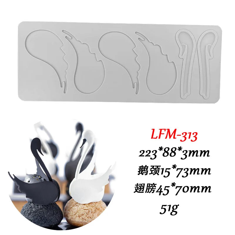 Chinoiserie Pavilion Silicone Mold — DIY Leaf, Flower & Swan Sugar Lace Pad for Chocolate & Crisp Cake Decoration