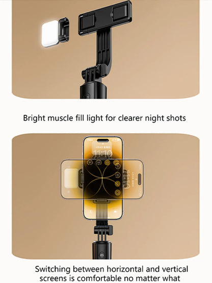 170cm/67in Selfie Stick Tripod – Extendable Aluminum Stand with Fill Light & Bluetooth Remote, Compatible with iPhone & Android