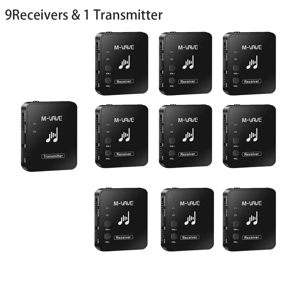 M-vave WP-10 2.4G Wireless Earphone Monitor – Rechargeable Transmitter & Receiver with Volume Button, Supports Stereo & Mono Cuvave