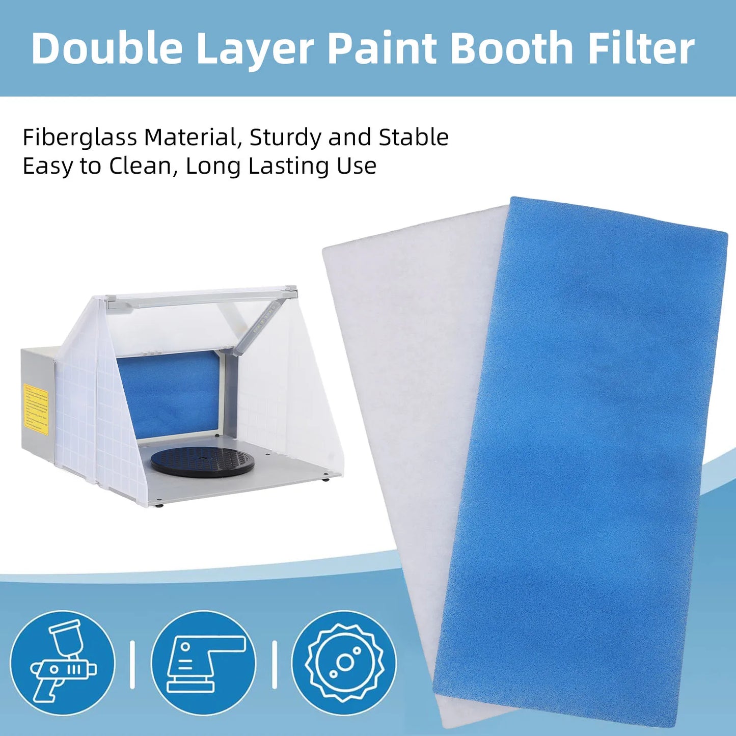 Double Layer Airbrush Spray Booth Replacement Filter System for Painting Craft Tent Dust Filtration Replaceable Spray Booth Accessory
