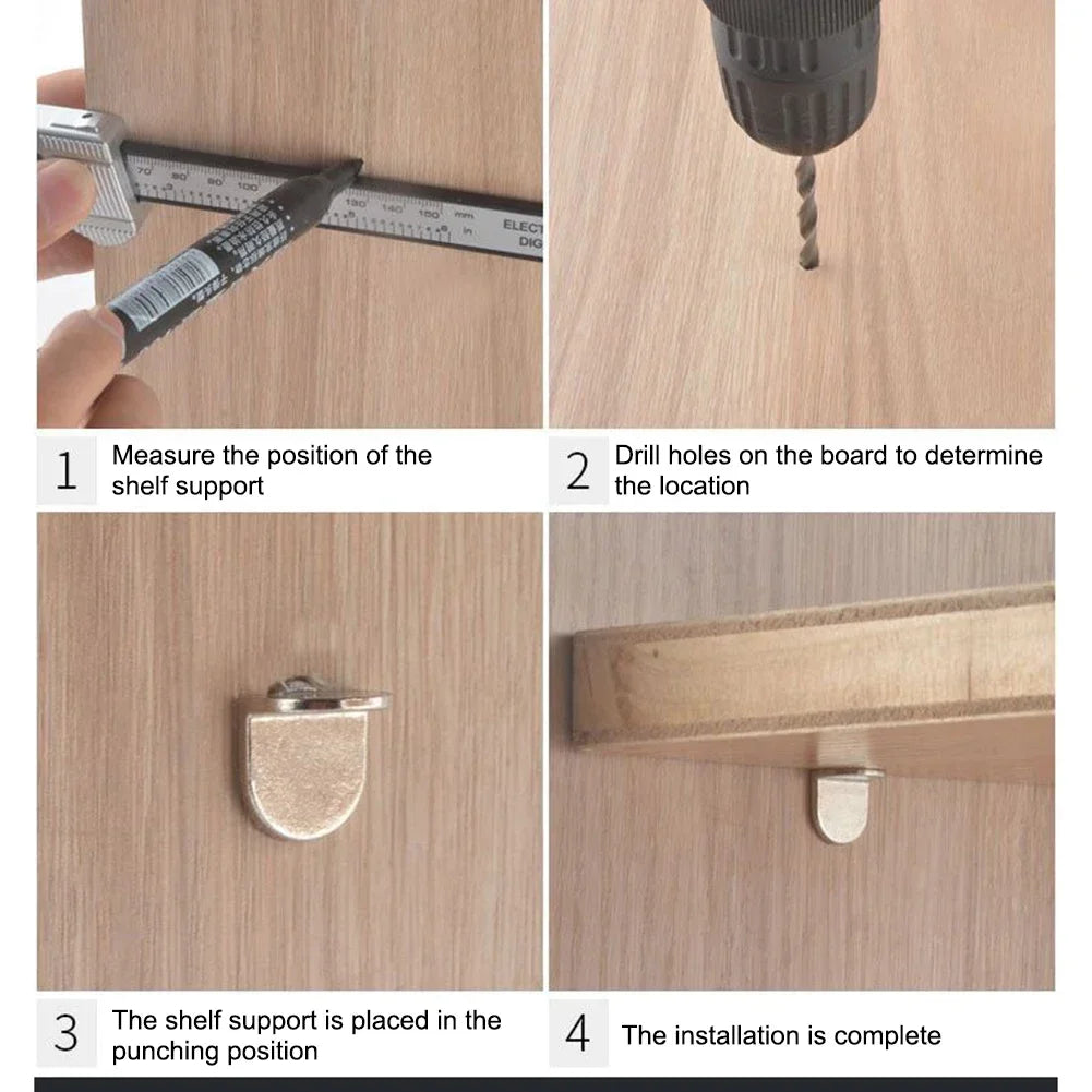 20pcs 5mm L-Shaped Shelf Support Studs – Wooden & Glass Board Brackets for Cabinets and Furniture