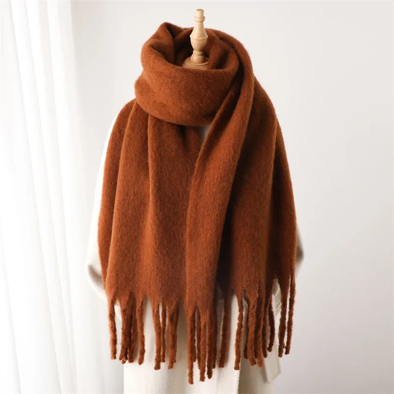 Women’s Winter Cashmere Scarf – Thick Soft Pashmina Shawl with Tassels, Warm Blanket Wrap & Long Poncho Echarpe