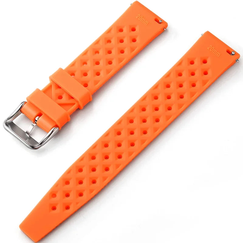 Classic Tropical Style FKM Watch Strap - 18mm, 20mm, 22mm Replacement Band for Seiko, Oris, Citizen