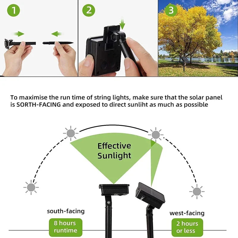 Solar LED String Lights - Waterproof Outdoor Garden, Patio & Christmas Decor
