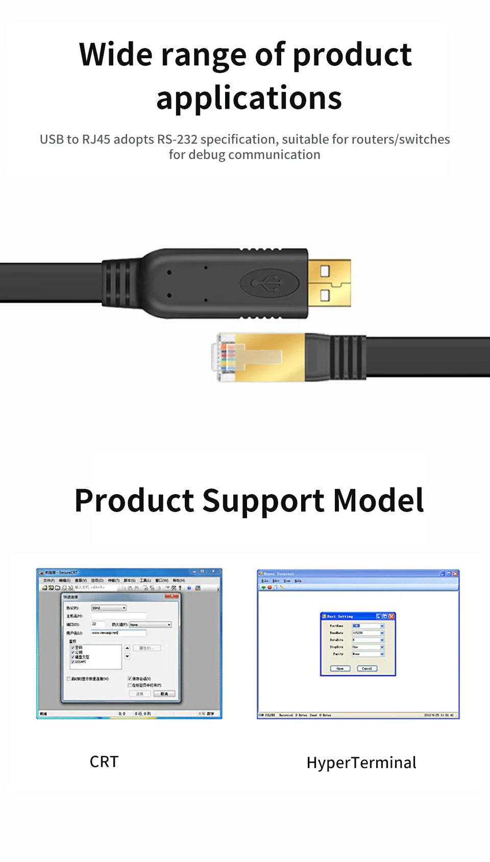 USB to RJ45 Console Cable – RS232 Serial Adapter for Laptop, Computer, Cisco Router, 1.8m & 3m Length Options   2/2