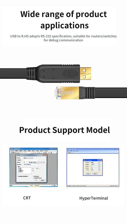 USB to RJ45 Console Cable – RS232 Serial Adapter for Laptop, Computer, Cisco Router, 1.8m & 3m Length Options   2/2