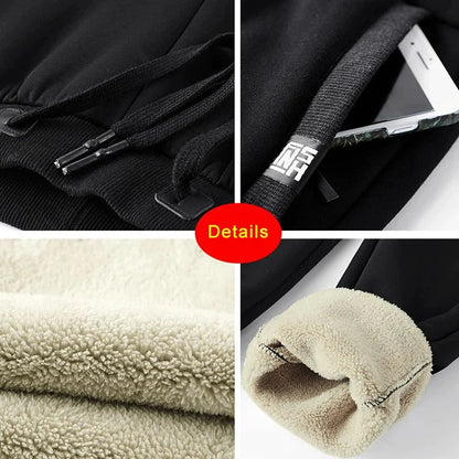 Winter Men’s Fleece Sweatpants — Thick Warm Joggers with Zip Pockets, Cotton Casual Track Pants, Plus Size 6XL-8XL