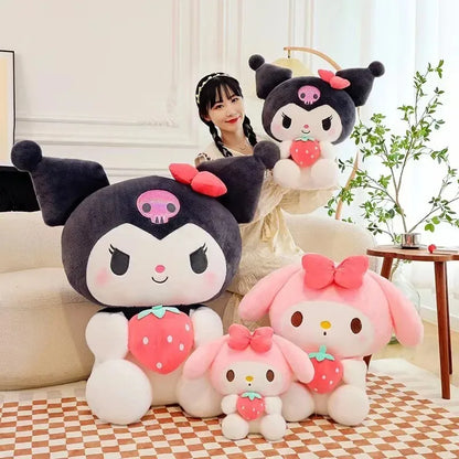 22/35cm Sanrio Strawberry Kuromi Pillow Plush Toy – Soft Stuffed Animal & Strawberry Melody Doll, Gift for Girls