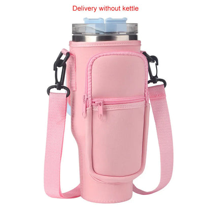 Portable Water Bottle Carrier Bag – Neoprene Holder with Phone Pocket for Stanley 40oz Tumbler with Handle