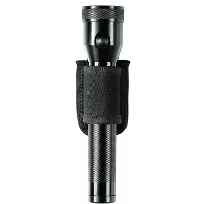 Nylon Weave Flashlight Pouch - PU Leather Duty Belt Holster Open Top Holder for D Cell & Compact Flashlights