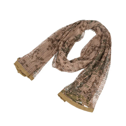 Outdoor Camouflage Netting Scarf — Camo Mesh Face Veil & Shemagh Head Wrap for Camping, Hiking, Shooting