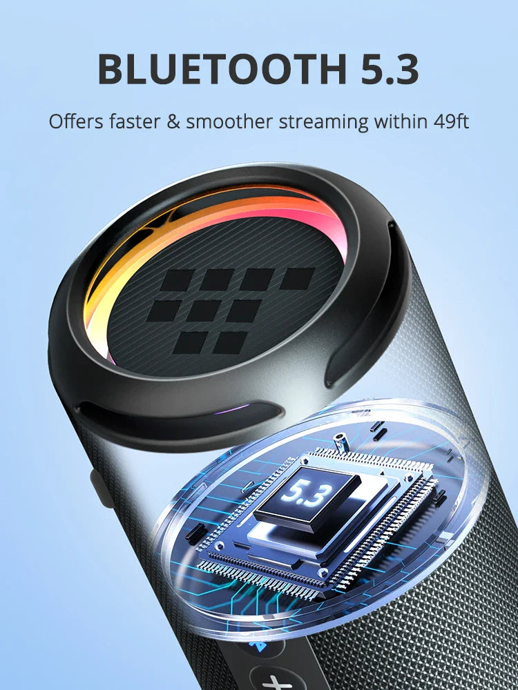 Tronsmart T7 Lite Bluetooth Speaker – Enhanced Bass, 24H Playtime, APP Control, IPX7 Waterproof Portable Speaker for Camping