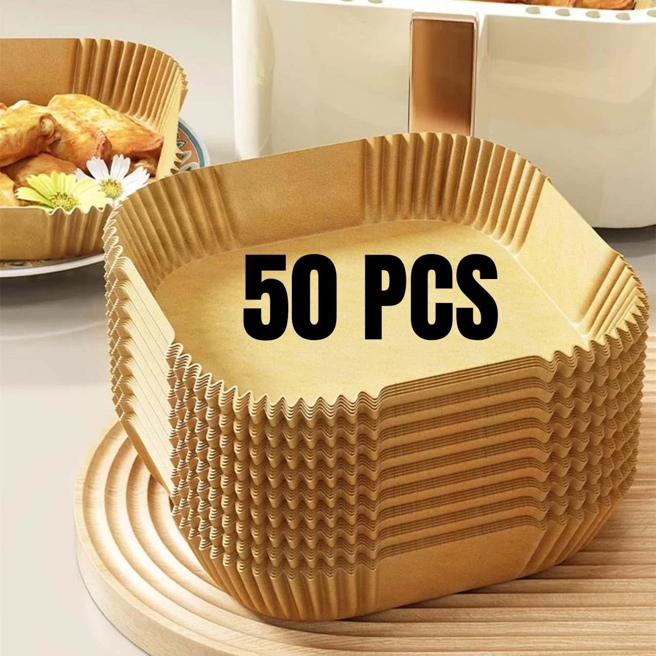 Air Fryer Disposable Paper Liners - Oil Proof, Waterproof Baking Paper in Round, Square & Rectangle for Kitchen & Party Supplies