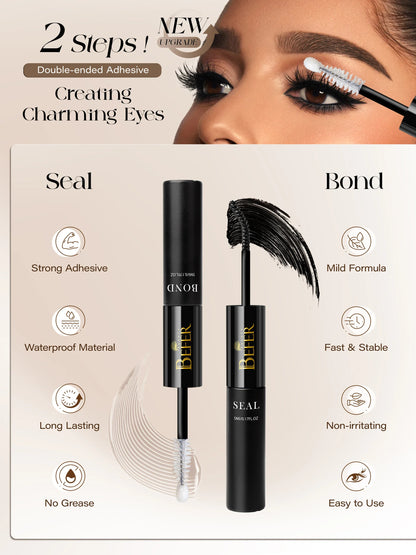 BEFER 2-in-1 Eyelash Glue & Remover — Waterproof Lash Adhesive for Strong, Long-Lasting Eyelashes