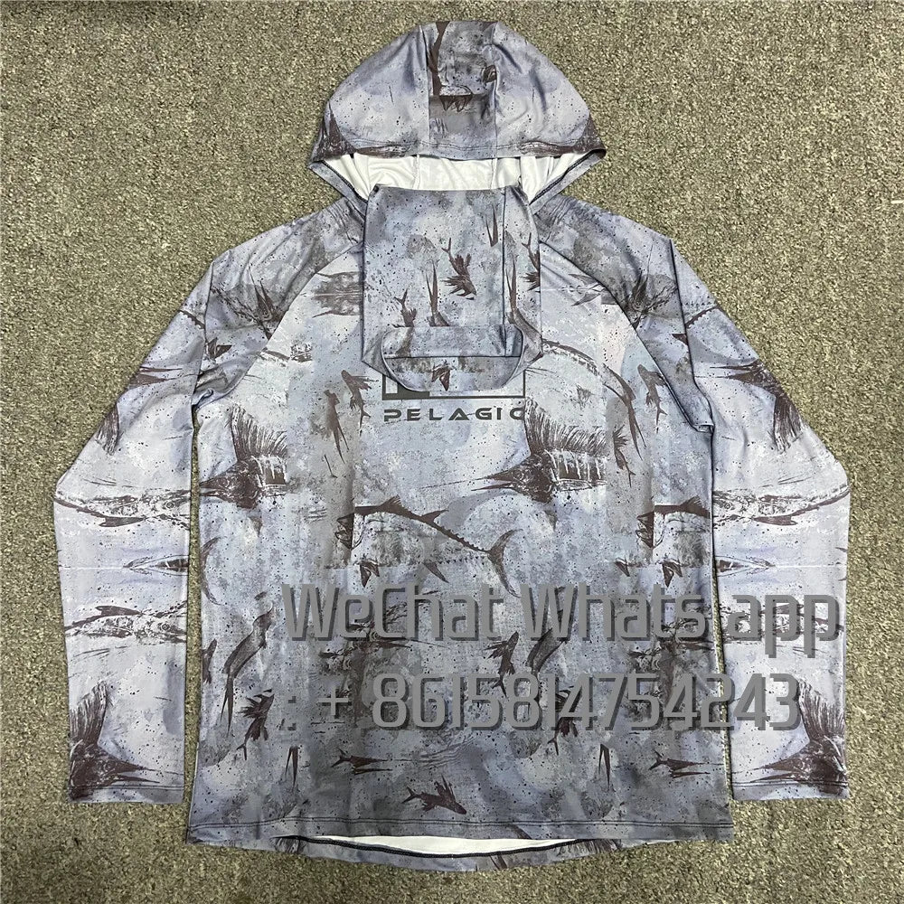 Men's Long Sleeve Fishing Hoodie – Anti-UV Sun Protection, Camouflage Hunting Shirt with UPF 50+