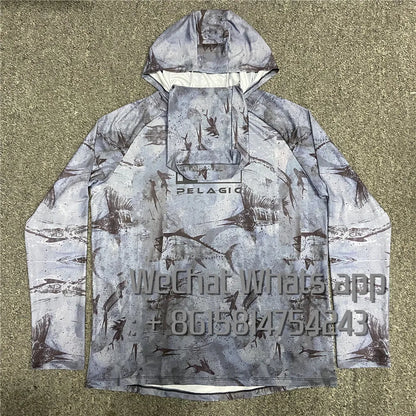 Men's Long Sleeve Fishing Hoodie – Anti-UV Sun Protection, Camouflage Hunting Shirt with UPF 50+