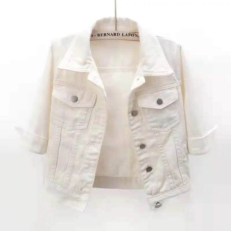 Women’s Denim Jacket – Spring & Autumn Short Coat, Casual Pink Jean Jackets, Loose Purple, Yellow & Blue Outerwear Tops