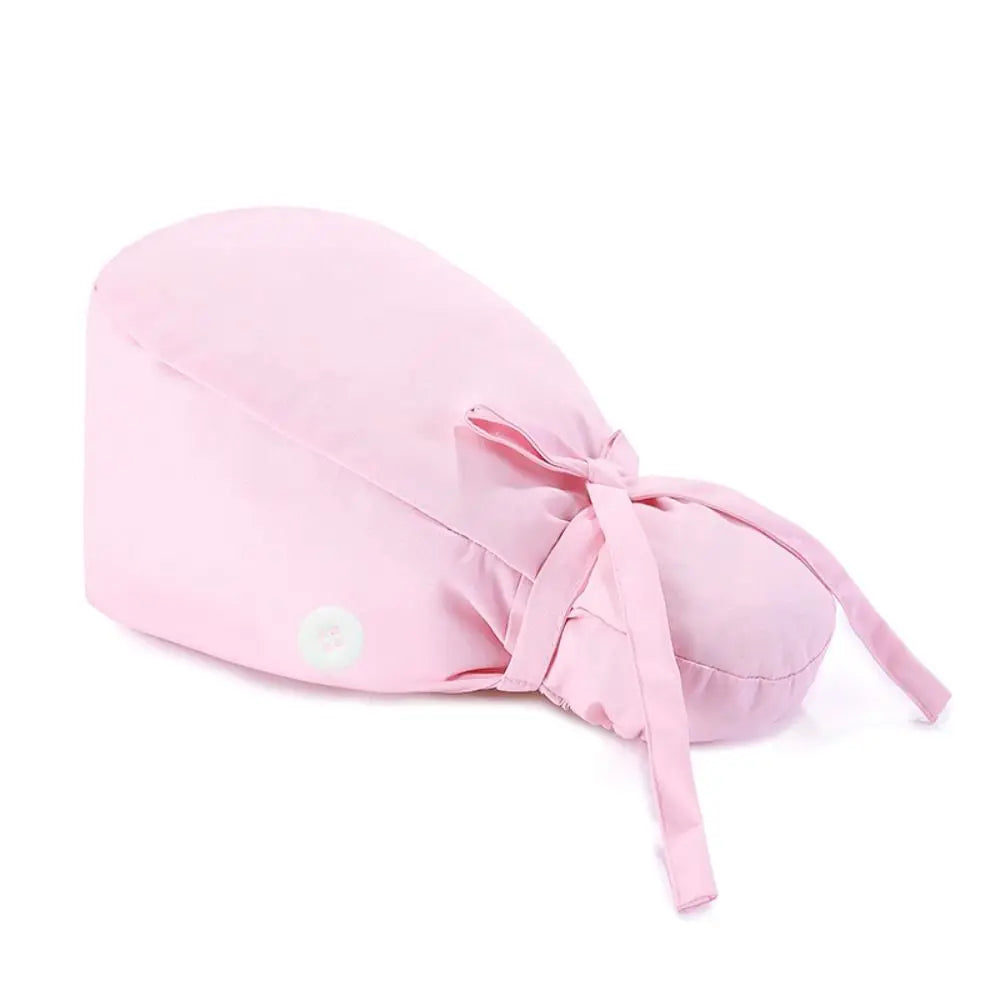 Adjustable Surgical Scrub Cap with Buttons – Ponytail Bouffant Nursing Turban Hat for Women & Men