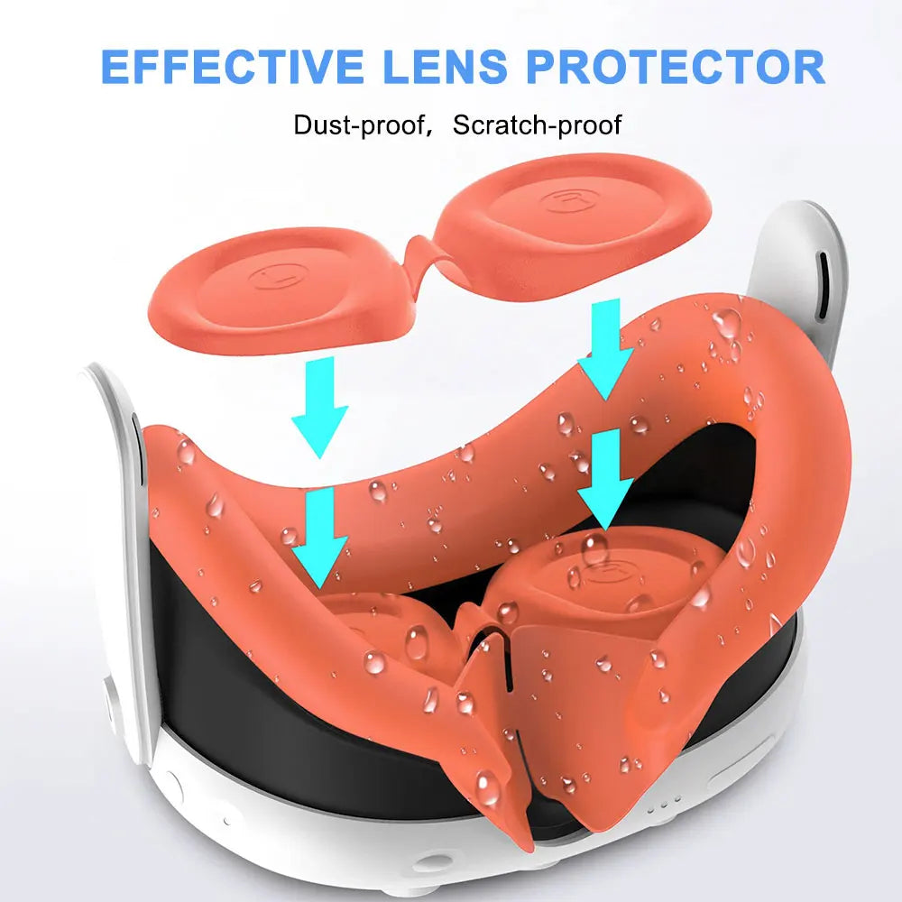 Silicone Protective Cover Set for Meta Quest 3 — VR Headset, Controller Grip, Lens Cap & Face Cover Accessories