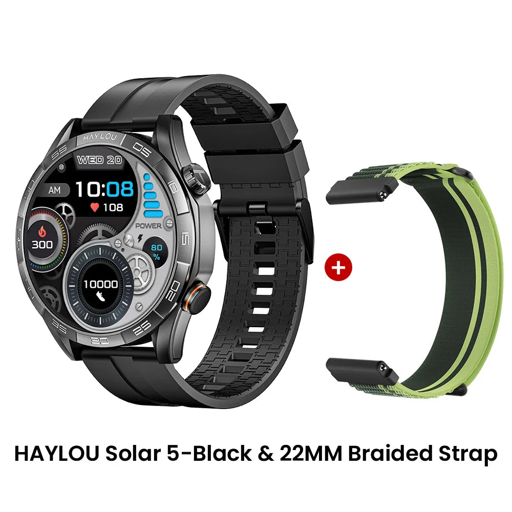 HAYLOU Solar 5 Smartwatch — 1.58" AMOLED, Voice Calling, 24H Health & Sports Tracker for Men