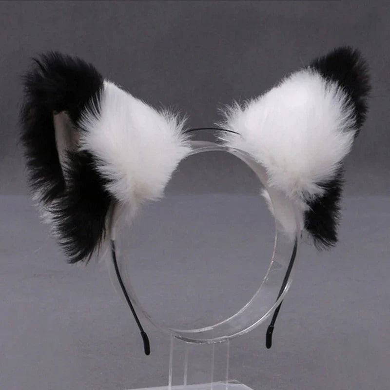 Lolita Animal Cat & Fox Ear Hair Hoops — Cosplay Faux Fur Hairband for Girls, Halloween Anime Headwear Accessory