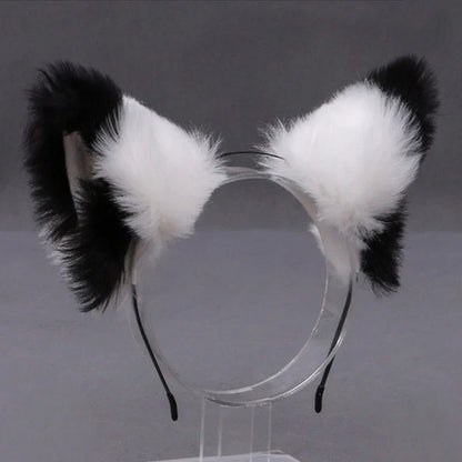 Lolita Animal Cat & Fox Ear Hair Hoops — Cosplay Faux Fur Hairband for Girls, Halloween Anime Headwear Accessory
