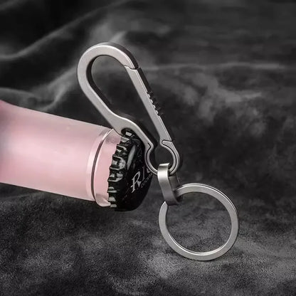 Titanium Carabiner Keychain – Hook Key Ring with Bottle Opener for Camping, Hiking & Outdoor Travel