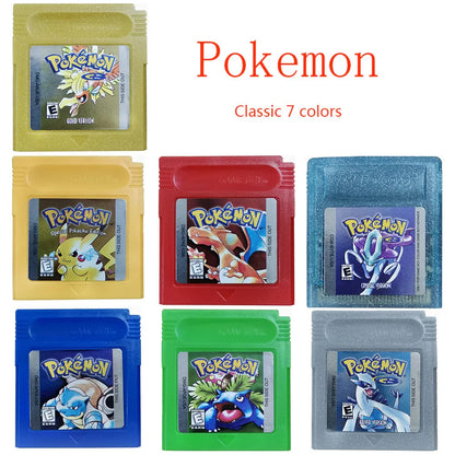 Pokémon GBC 16-Bit Game Cartridges – Red, Blue, Crystal, Gold, Silver, Green & Yellow for Game Boy Color