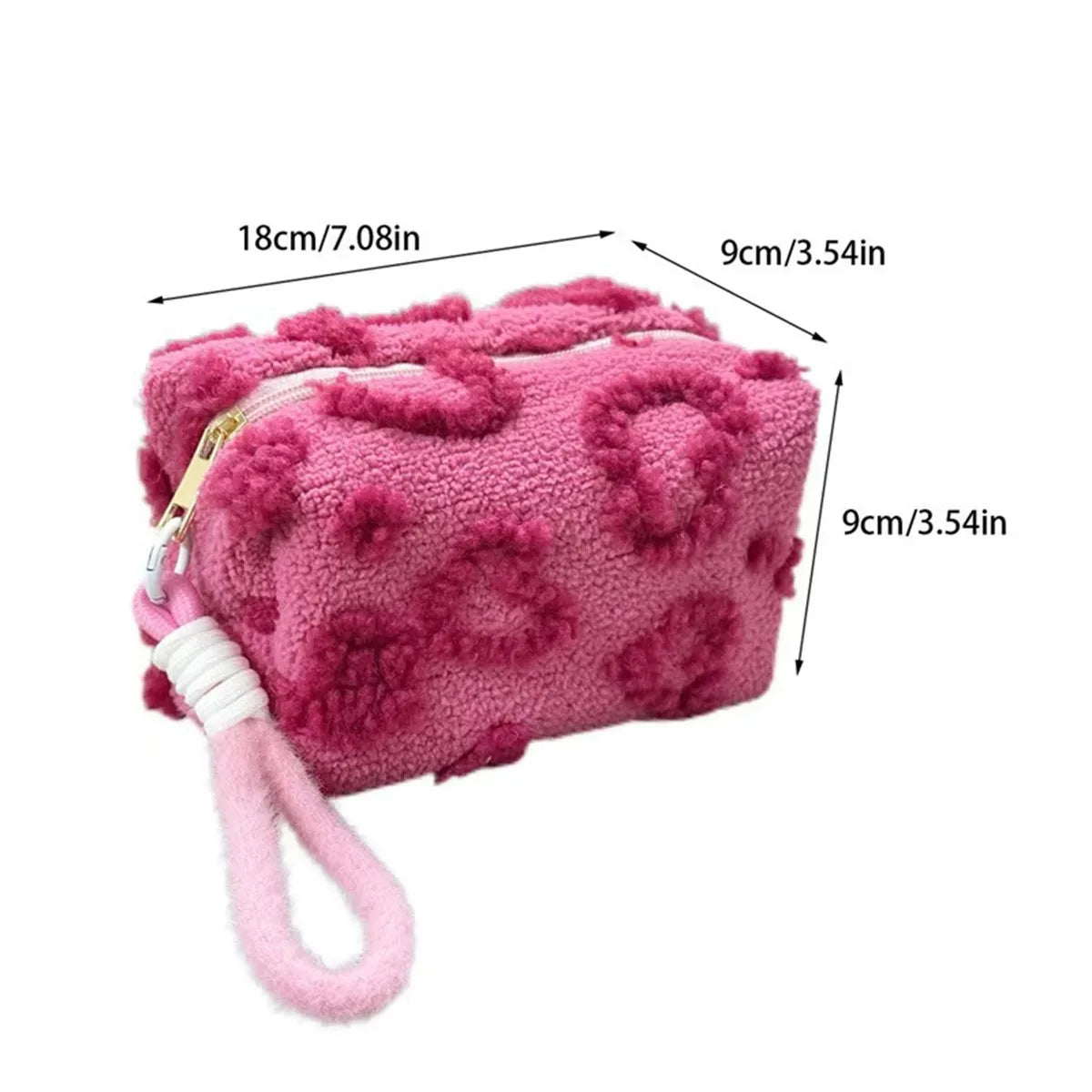 Ins Sweet Plush Makeup Bag – Large Capacity Cute Cosmetic & Toiletries Storage, Portable Travel Bag