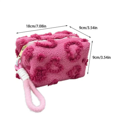 Ins Sweet Plush Makeup Bag – Large Capacity Cute Cosmetic & Toiletries Storage, Portable Travel Bag