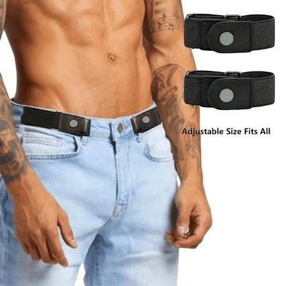 2pcs/set No Buckle Elastic Belt - Unisex Stretch Belt for Pants, Jeans - Casual, Buckle-Free, Adjustable, Invisible Belt for Women/Men