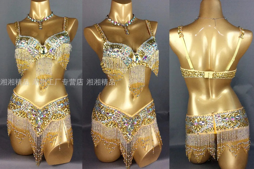 Sexy Girl Belly Dance Costume Set – Bra & Belt Set in 10 Colors for Ladies Bellydancing