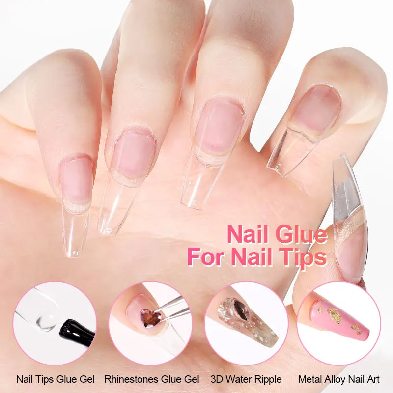 Limegirl Nail Tips Glue Gel 7.5ml - UV Gel for False Nails, Manicure & Hybrid Gellac Multi-Function Strong Gel Polish